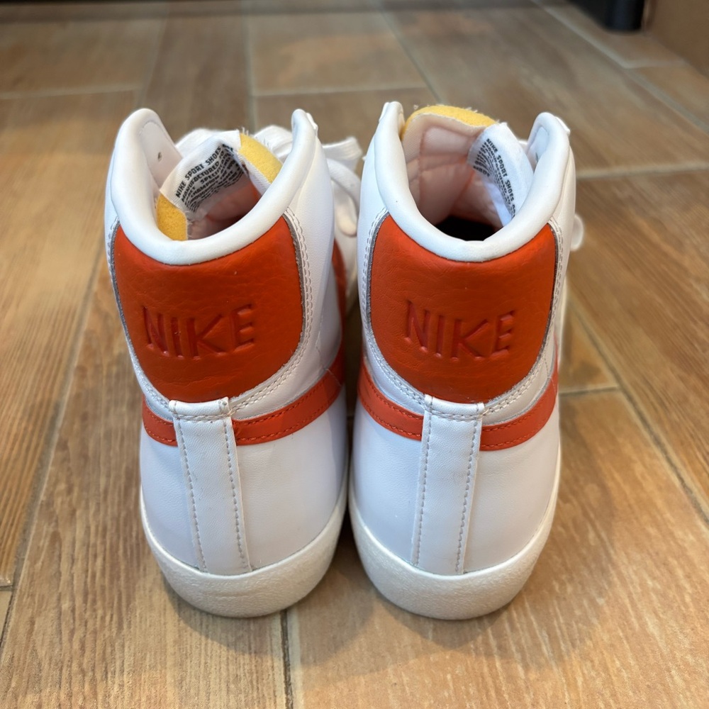 Nike White and Orange High-Top Sneakers - Picture 3 of 4